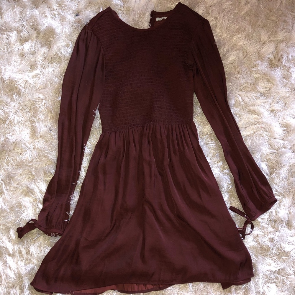 long sleeve silk dress